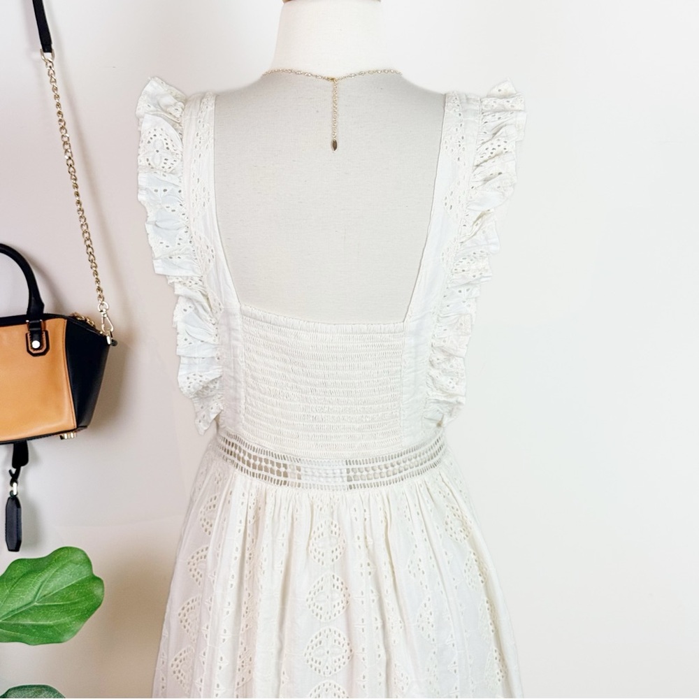 💋Anthropologie Cream and golden light brown embroidered eyelet Maxi Dress. XS - Picture 14 of 15